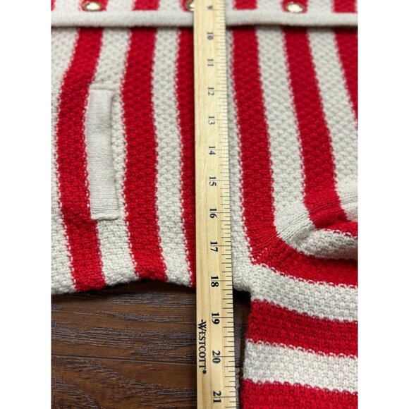 A New Day Womens XS Red White Striped Knit Cardigan Sweater Gold Button Pockets - Picture 7 of 9